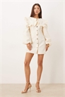 Мини-платье с объемным воротником и рукавами-балонами артикул 154054346