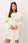 Мини-платье с объемным воротником и рукавами-балонами артикул 154054346