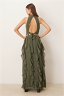 Макси-платье с оборками и открытой спиной артикул 151636561