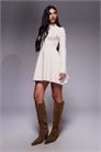 Эксклюзивное трикотажное мини-платье-скатер с высоким воротником артикул 153402750