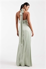 Макси-платье для подружки невесты из атласа с завязками на шее и плиссированными деталями артикул 153113241