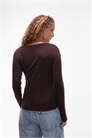 Топ с длинными рукавами из трикотажа с ребристой отделкой и лодочным вырезом артикул 150524208