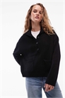 Кардиган с полузастежкой, широким воротником и накладными карманами артикул 149244981