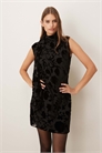 Мини-платье без рукавов с высоким воротником и жаккардовым цветочным узором артикул 151270406