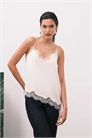 Асимметричный топ-камизолька из атласа с кружевной окантовкой артикул 154235985