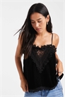 Топ-камизолка из бархата и кружева артикул 148711136