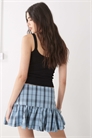 Мини-юбка в клетку с заниженной талией артикул 144438384