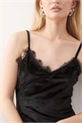 Мини-платье-топ из асимметричного вельвета с кружевной отделкой артикул 152863429