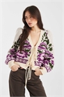 Кардиган с цветочным узором, завязками спереди и рукавами-буффами артикул 152466771