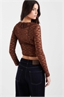 Топ с длинными рукавами и кружевными оборками артикул 153758320