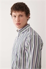 Рубашка классического кроя из элегантного поплина в полоску артикул 153711995