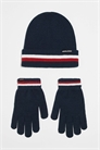 Подарочный набор из шапки в полоску и перчаток артикул 149137851