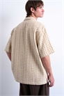 Рубашка с короткими рукавами свободного кроя, двухцветная, с фактурной текстурой артикул 140437101
