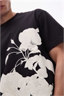 Футболка свободного кроя с монохромным цветочным принтом артикул 152190308