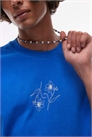 Футболка свободного кроя с вышивкой в виде цветка артикул 143357626