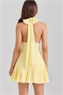 Мини-платье Ailani из желтого жаккарда с завязками на шее артикул 151056124