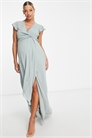 Макси-платье для подружки невесты с воланами и рукавами-крылышками артикул 118984999