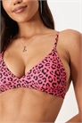 Розовый бикини-топ с леопардовым принтом и пуш-апом артикул 148586044