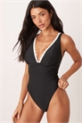 Купальник с вырезом и волнистой окантовкой артикул 150782824