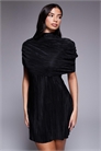 Мини-платье с плиссированной накидкой и вшитым воротником артикул 155128343