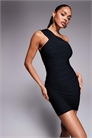 Эксклюзивное мини-платье-бандаж с асимметричным вырезом на одном плече, облегающее фигуру артикул 150326546