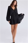 Мини-платье из жоржетта с черной отделкой из бисера от Gianna артикул 153687827