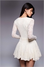 Мини-платье с квадратным вырезом, длинными рукавами, сборками и оборками по низу артикул 148293598