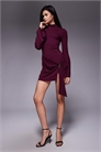 Мини-платье с высоким воротником и отделкой из металлических элементов артикул 155175317