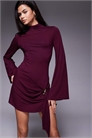 Мини-платье с высоким воротником и отделкой из металлических элементов артикул 155175317
