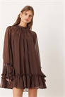 Мини-платье-сарафан с манжетами из многослойных оборок и бархатными бантами артикул 149653754