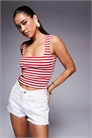 Топ с двойной скульптурной отделкой и квадратным вырезом в красно-белую полоску Back In Time артикул 140137356