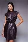Мини-платье из полиуретана с элементами корсажа артикул 147695557