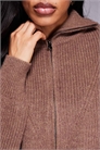 Кардиган Hertford с ребристым вязаным отложным воротником и застежкой-молнией, коричневый артикул 148071645