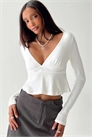 Кроп-топ Segarra с V-образным вырезом, длинными рукавами и баской артикул 146140915