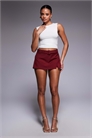 Мини-юбка-шорты с резинкой на талии и боковым разрезом артикул 148071661