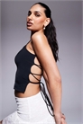 Облегающий топ с квадратным вырезом, шнуровкой и открытой спиной артикул 140562742