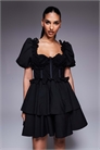 Мини-платье с вырезом в форме сердца из смеси органзы и поплина, чёрного цвета артикул 139677092