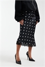 Атласная юбка средней длины с кружевной отделкой в горошек артикул 153786604