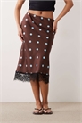 Юбка средней длины из атласа с кружевом в горошек артикул 153786595