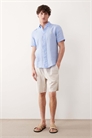Рубашка с коротким рукавом из льна с логотипом артикул 154032184