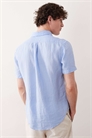 Рубашка с коротким рукавом из льна с логотипом артикул 154032184