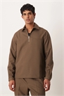Свободная рубашка из твила цвета хаки с координируемыми элементами артикул 149249009