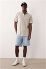 Рубашка с короткими рукавами из смесовой ткани с добавлением льна артикул 153910434