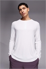 Футболка с длинным рукавом и рагланными рукавами, с ребристой отделкой из сверхмягкого модала, облегающего кроя, с воротником-хенли артикул 152460823