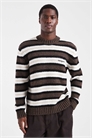 Свитер с логотипом на груди из уютного трикотажа в полоску артикул 151338330