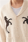 Вязаный кардиган с широким воротником и принтом в виде лошади артикул 148041287