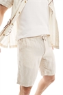 Льняные шорты на шнурке серо-бежевого цвета артикул 136126781