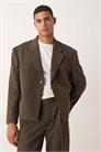 Укороченный пиджак свободного кроя коричневого цвета артикул 147694922