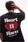 Футболка с принтом в виде мотива «Сердце к сердцу» на спине, черного цвета артикул 146695396