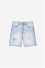 Бермуды из рваного денима светло-голубого цвета артикул 149551293